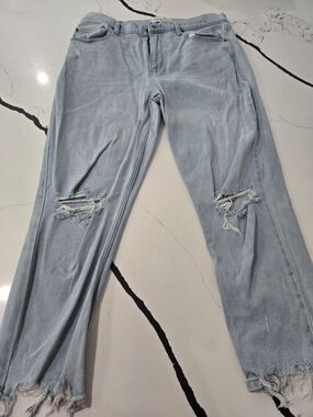 Abercrombie & Fitch Mom Jean Light Blue Straight Leg Ripped Jeans